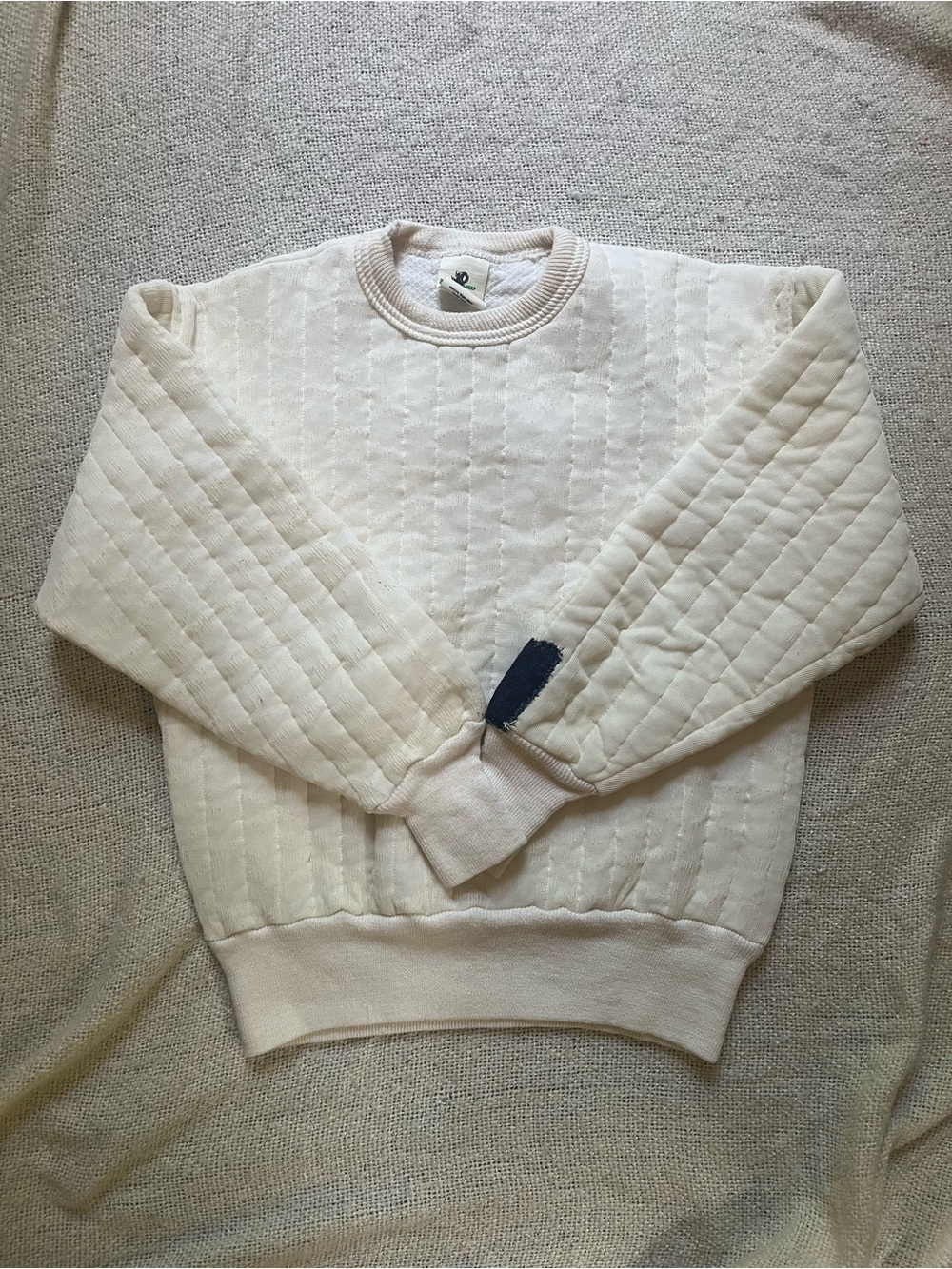 Vintage Quilted Cream Crewneck Sweatshirt